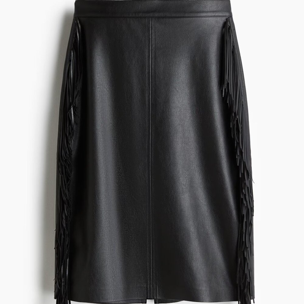 BRAND NEW H & M Coated Skirt with Fringe w/tags